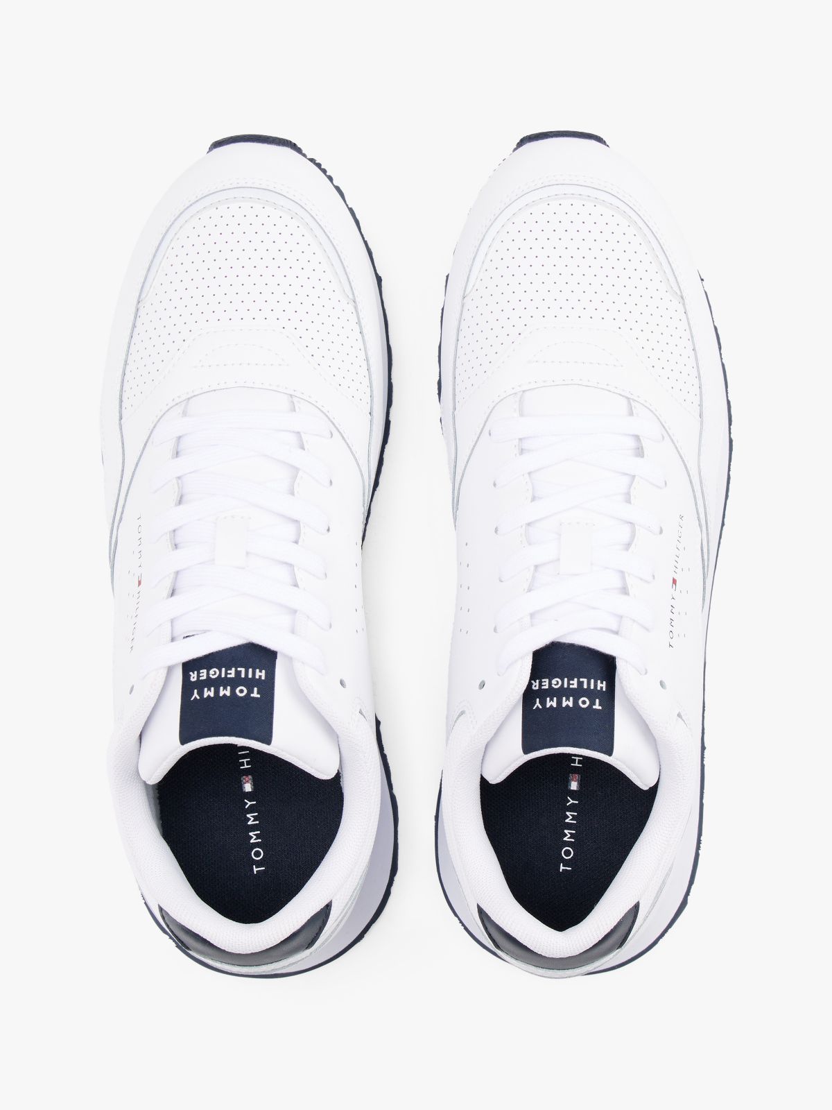 Leather-Mix Runner Sneaker — White