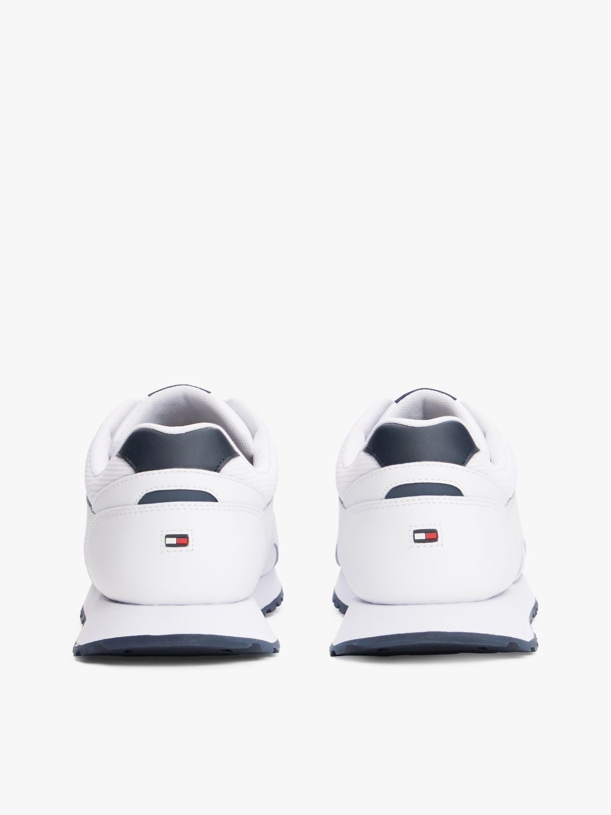 Leather-Mix Runner Sneaker — White