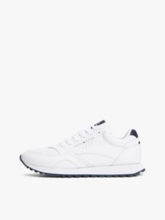 Leather-Mix Runner Sneaker — White 7