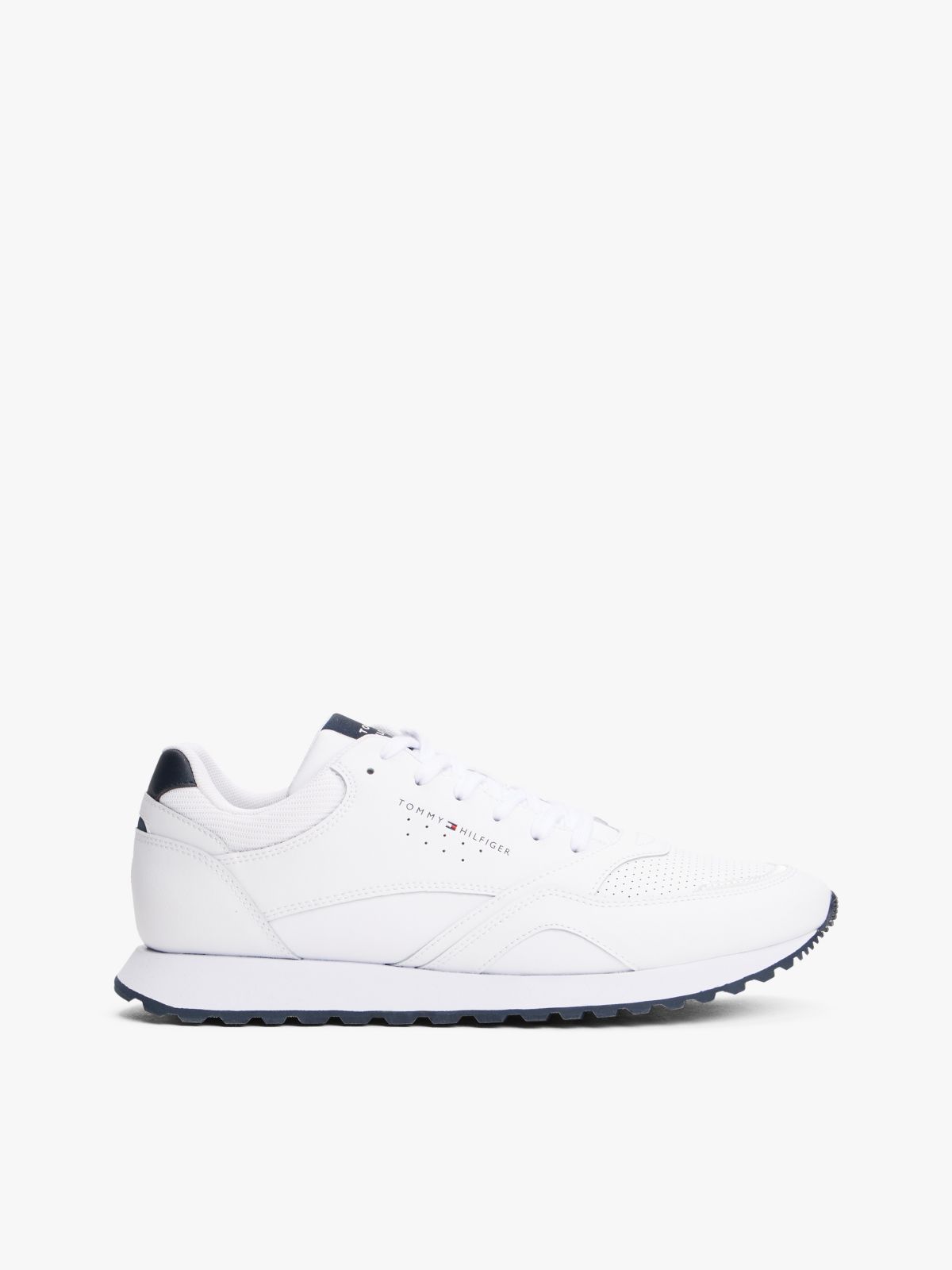 Leather-Mix Runner Sneaker — White