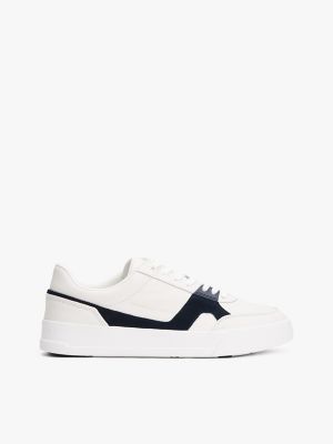 Espadrille de terrain à panneau contrastant en cuir, écru/bleu marine