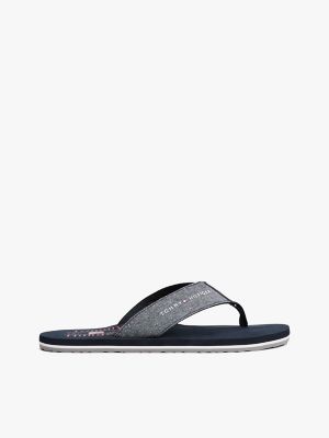 Linen Chambray Logo Flip-Flop, Navy