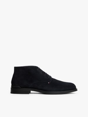 Lace-Up Suede Ankle Boot, Navy