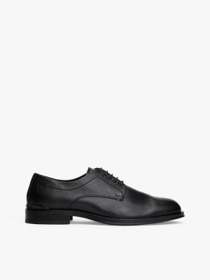 Paneled Leather Derby Shoe, Black