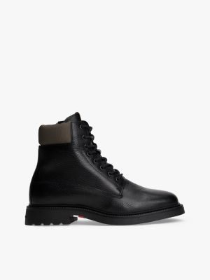 Water-Repellent Lightweight Leather Boot, Black