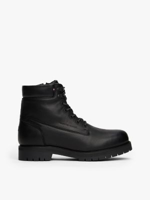 Leather Outdoor Lace-Up Boot, Black
