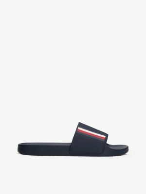 Signature Stripe Textured Pool Slide, Navy