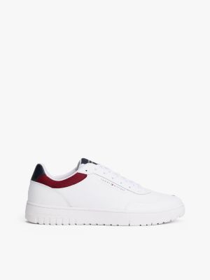 Leather Mix Low-Top Sneaker, Red / White / Blue