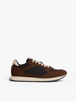 Mixed-Texture Suede Sneaker, Black / Legacy