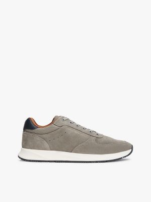 Suede Low-Top Sneaker, Pewter Grey