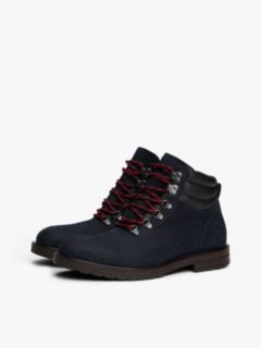 Water-Repellent Cleated Leather Boot — Navy 2