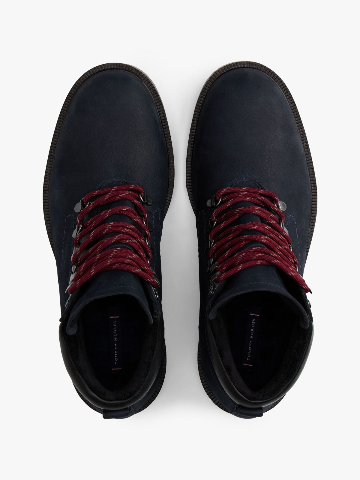 Water-Repellent Cleated Leather Boot — Navy