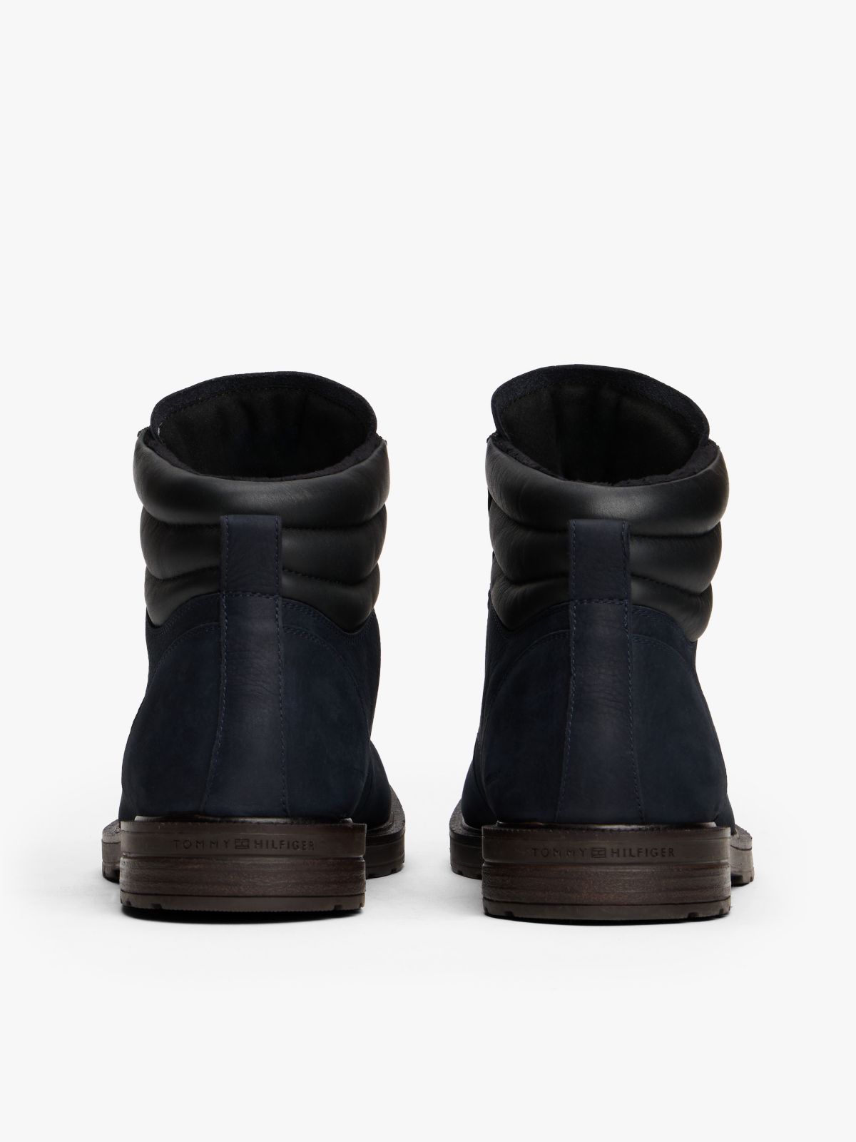Water-Repellent Cleated Leather Boot — Navy