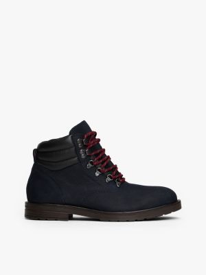 Water-Repellent Cleated Leather Boot, Navy