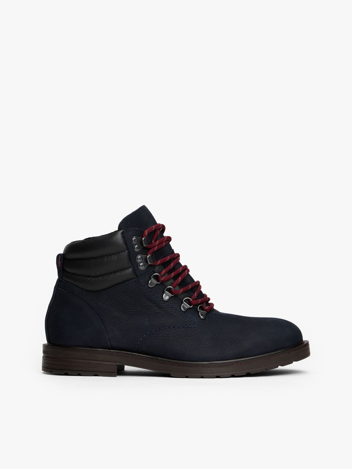 Water-Repellent Cleated Leather Boot — Navy