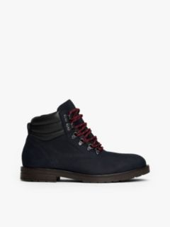 Water-Repellent Cleated Leather Boot — Navy 1