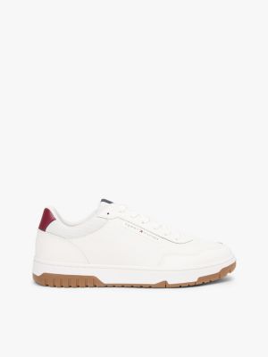 Leather Mix Low-Top Sneaker, Red / White / Blue