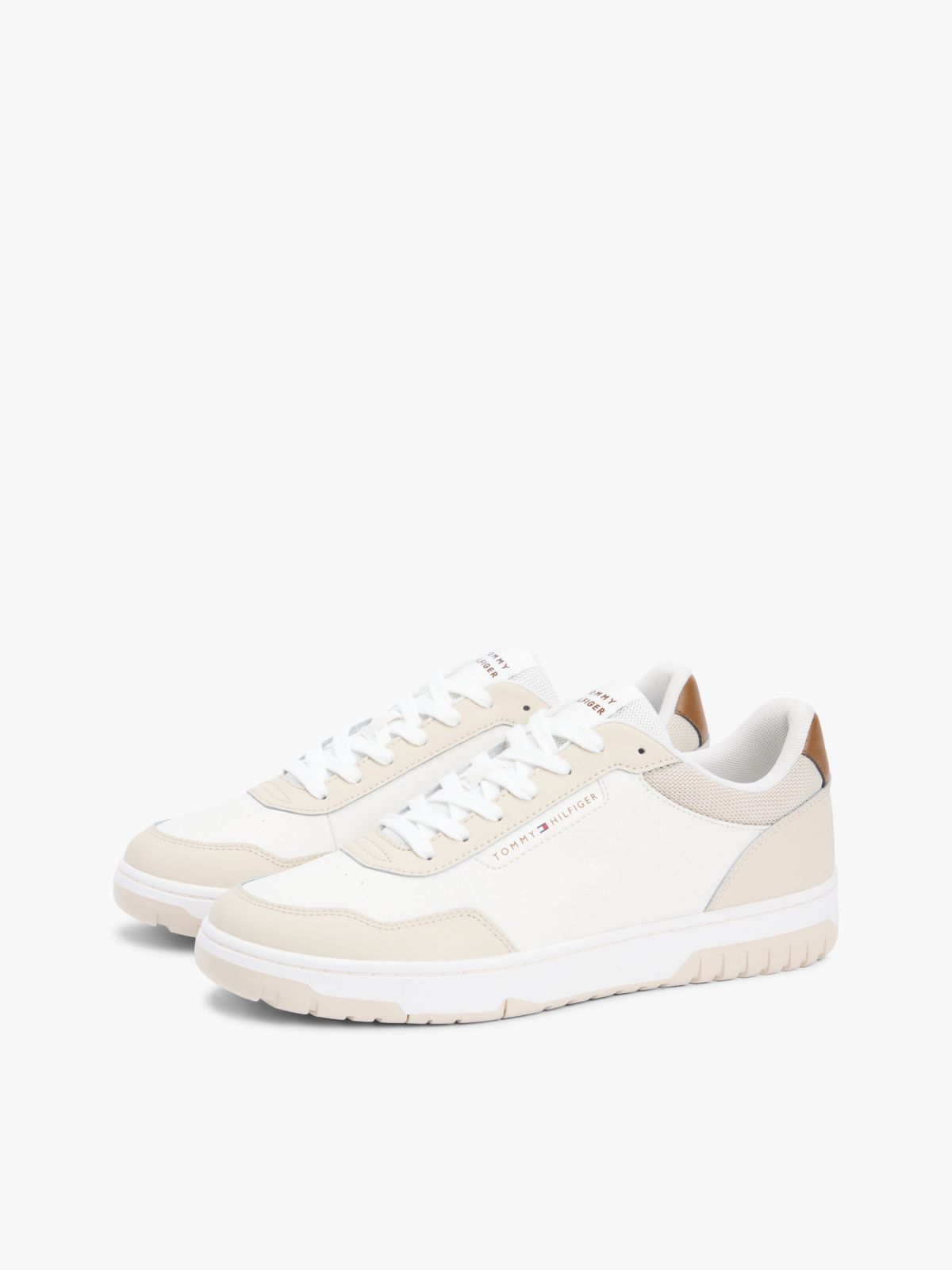 Leather Mix Low-Top Sneaker — Classic Beige