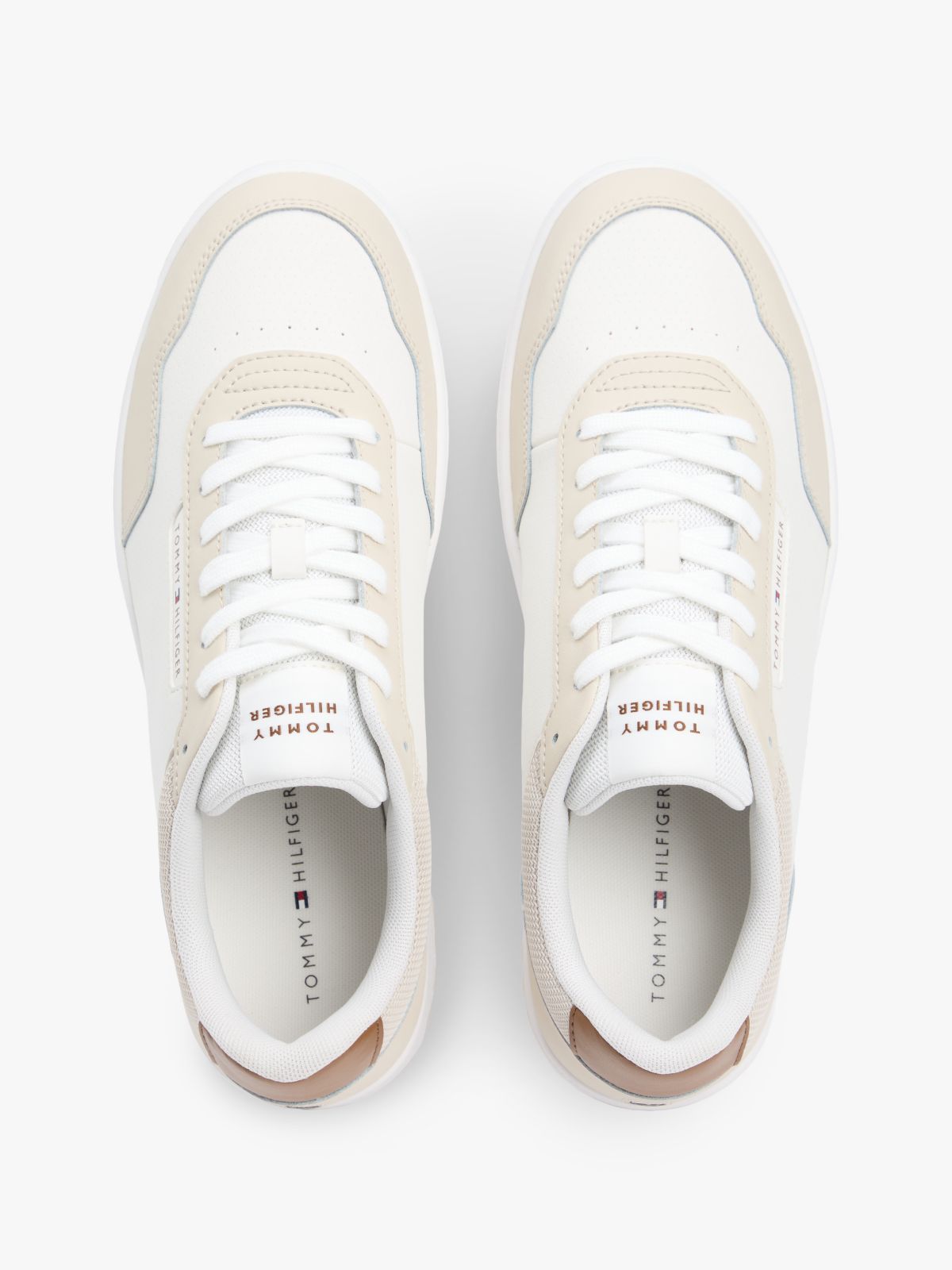 Leather Mix Low-Top Sneaker — Classic Beige