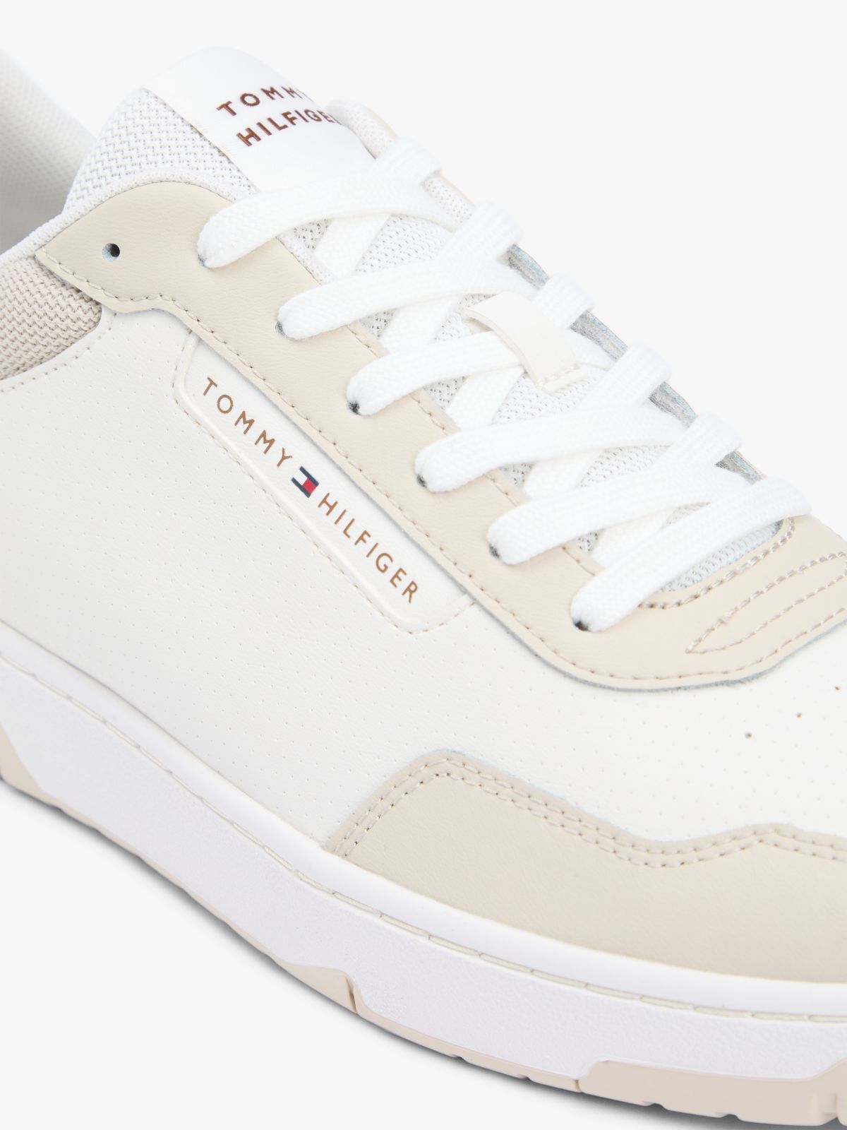 Leather Mix Low-Top Sneaker — Classic Beige