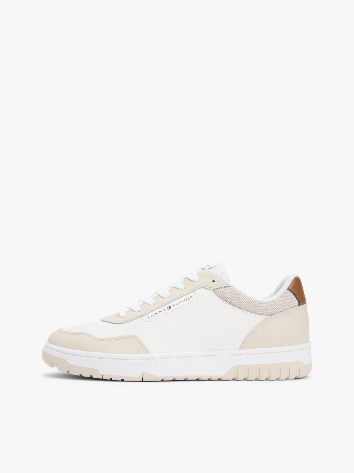 Leather Mix Low-Top Sneaker — Classic Beige