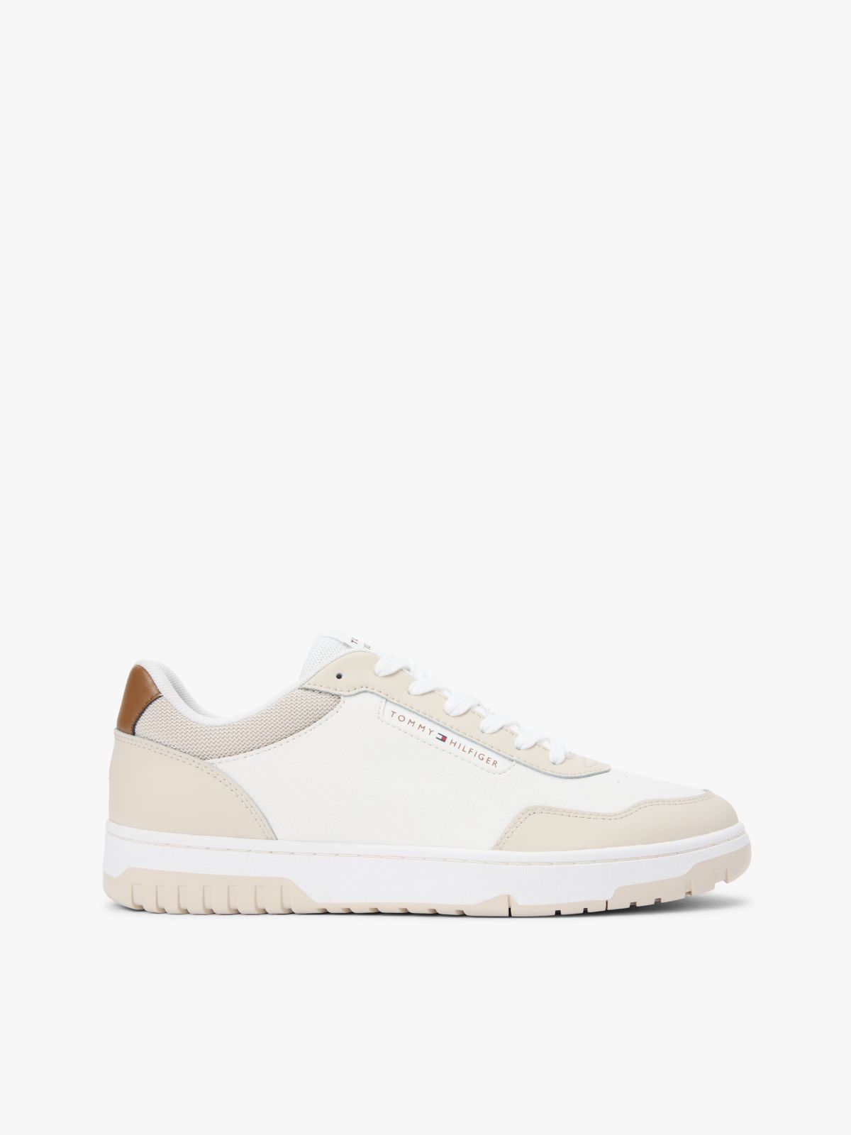 Leather Mix Low-Top Sneaker — Classic Beige