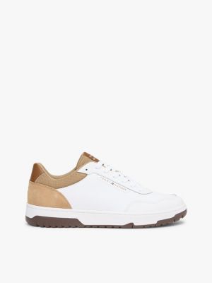 Leather & Suede Mix Low-Top Sneaker, Driftwood Taupe