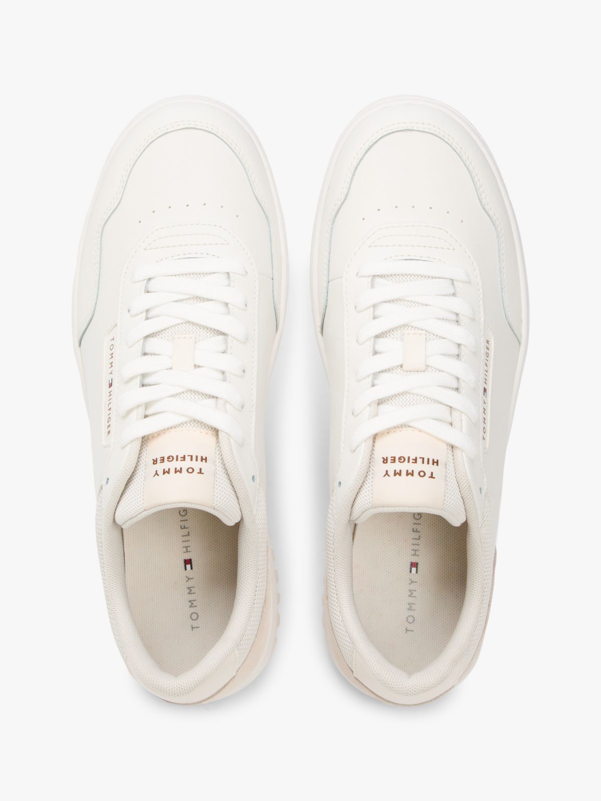 Leather & Suede Mix Low-Top Sneaker — Ivory Petal