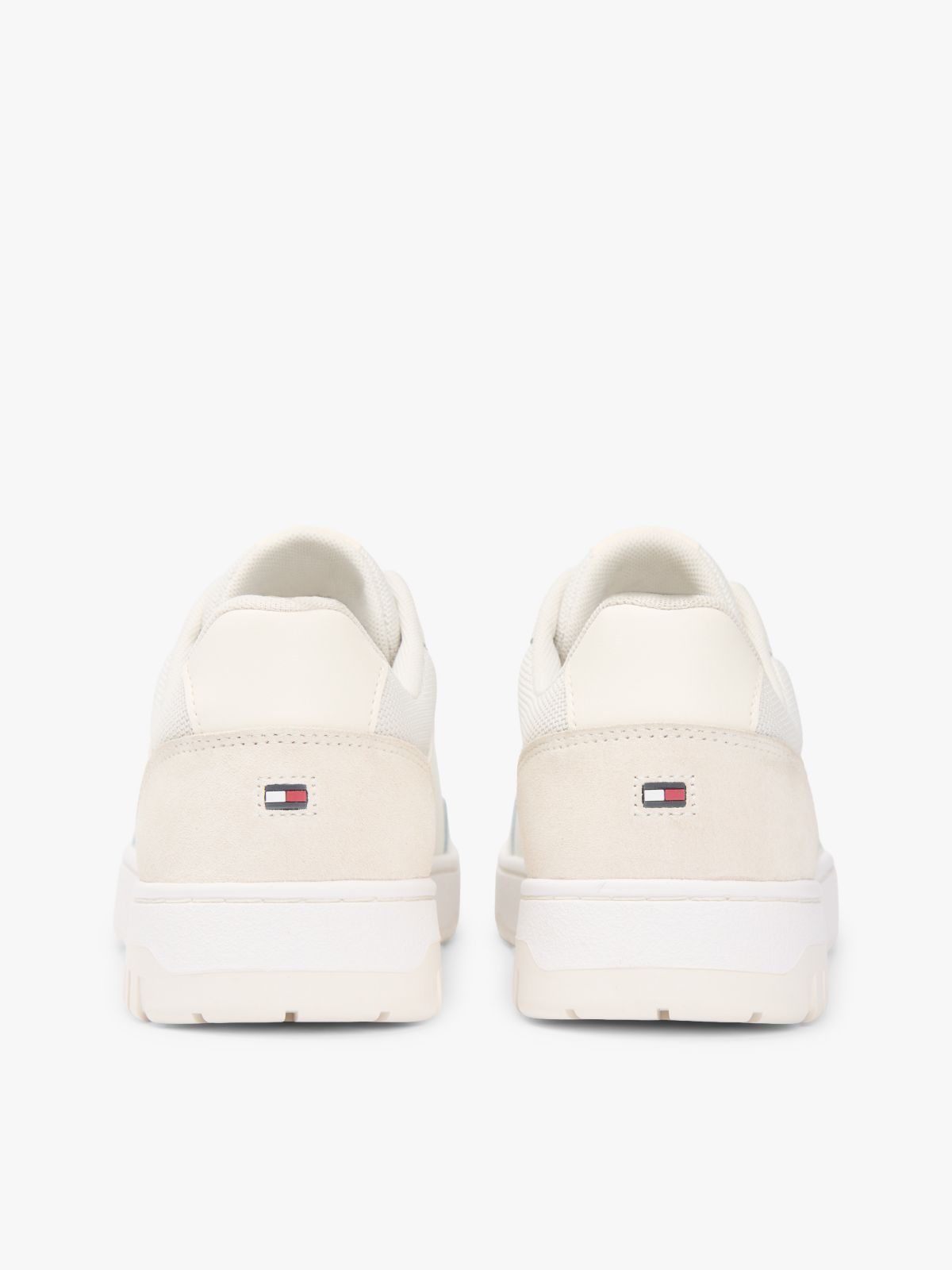 Leather & Suede Mix Low-Top Sneaker — Ivory Petal