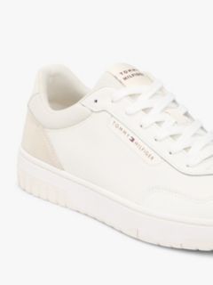 Leather & Suede Mix Low-Top Sneaker — Ivory Petal 6