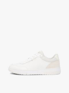 Leather & Suede Mix Low-Top Sneaker — Ivory Petal 7