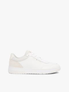 Leather & Suede Mix Low-Top Sneaker — Ivory Petal 1