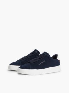 Tommy Logo Suede Court Sneaker — Navy 2
