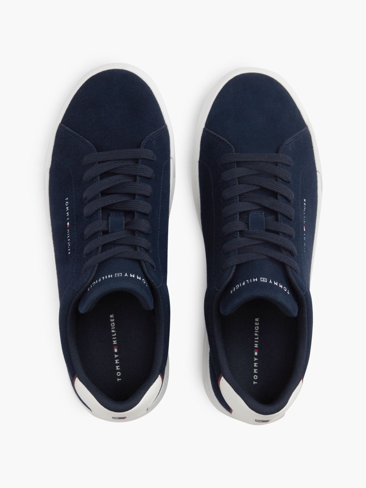 Tommy Logo Suede Court Sneaker — Navy