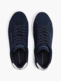 Tommy Logo Suede Court Sneaker — Navy 3