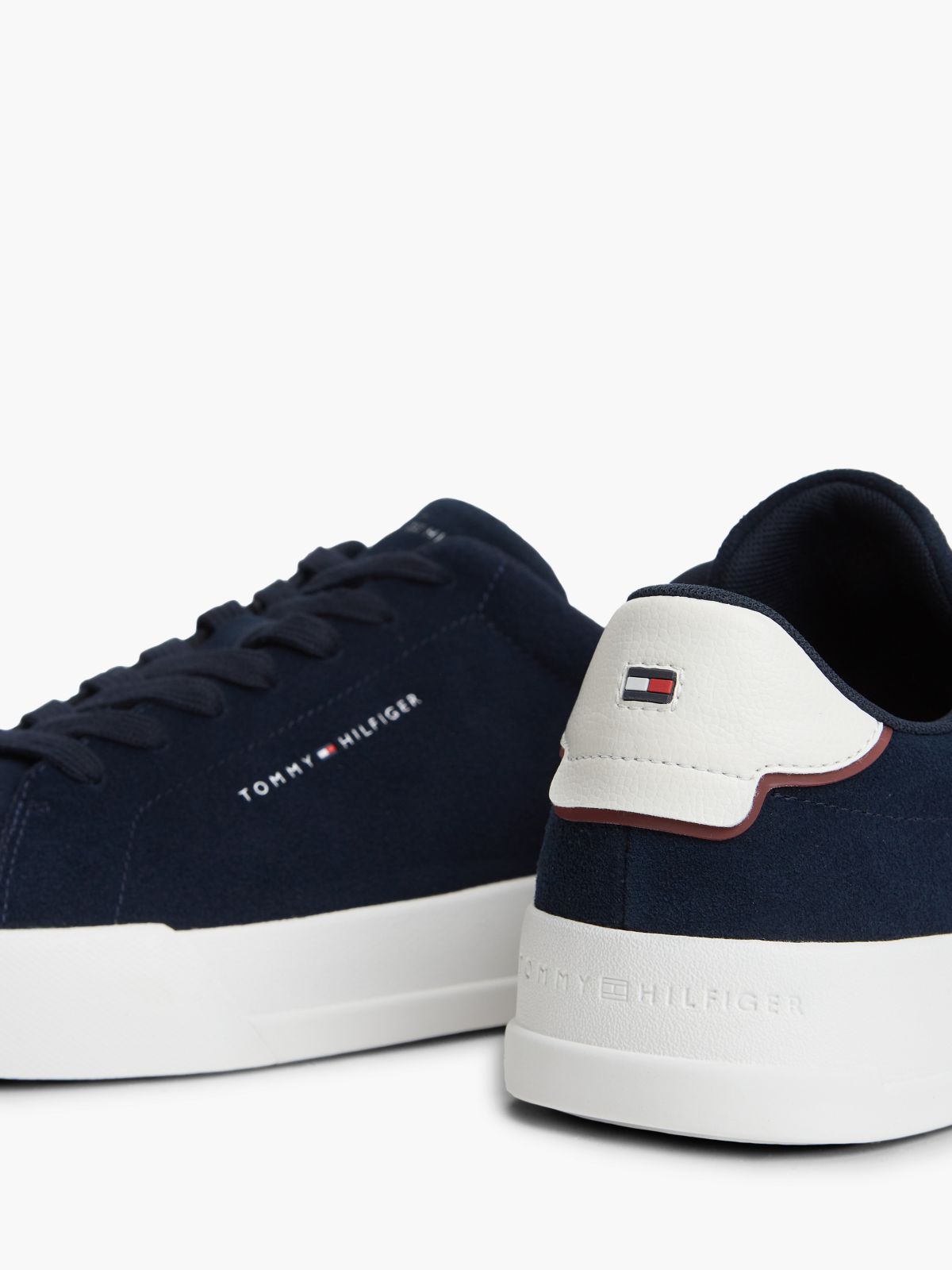 Tommy Logo Suede Court Sneaker — Navy