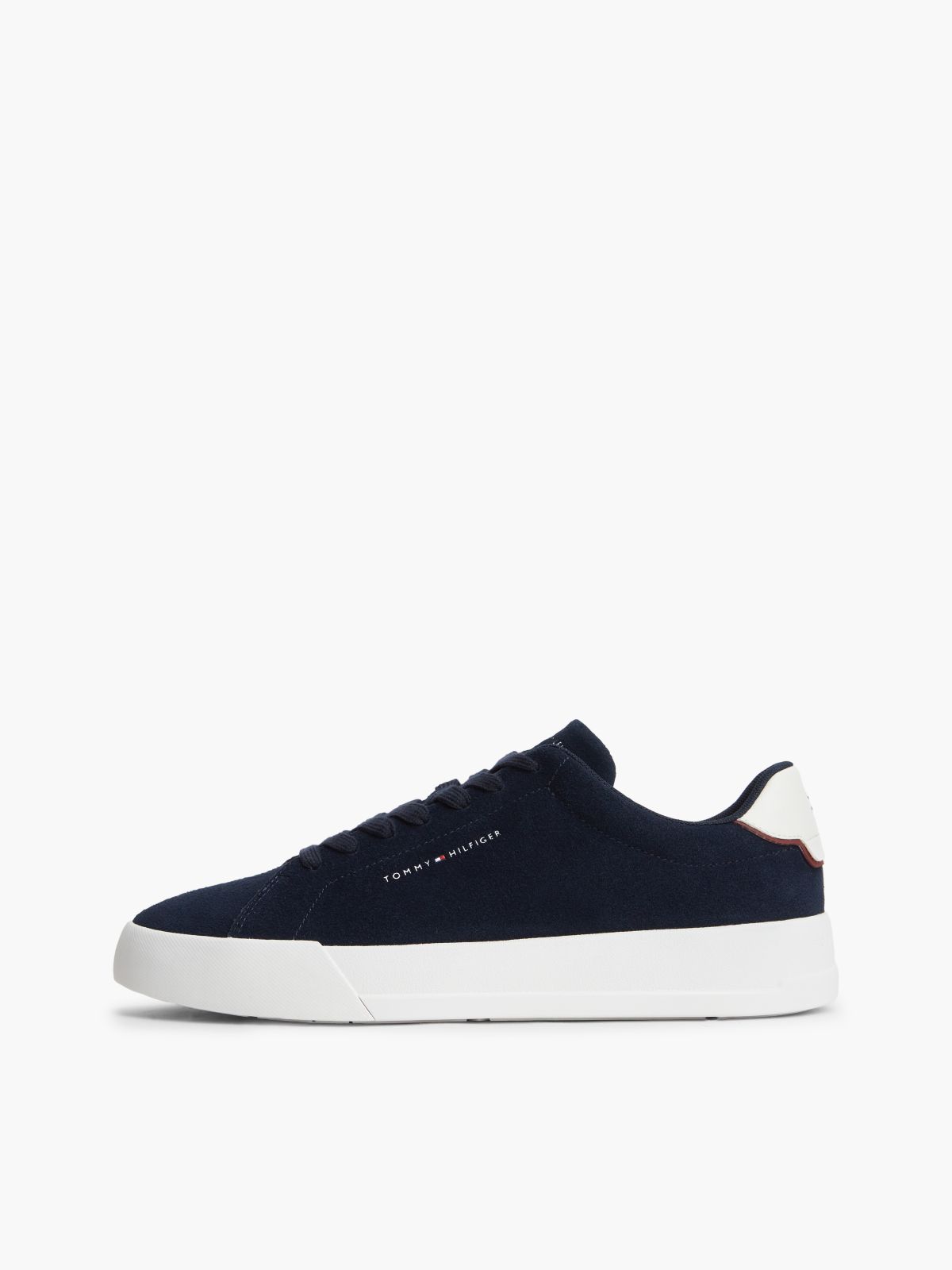 Tommy Logo Suede Court Sneaker — Navy