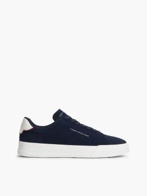 Tommy Logo Suede Court Sneaker, Navy