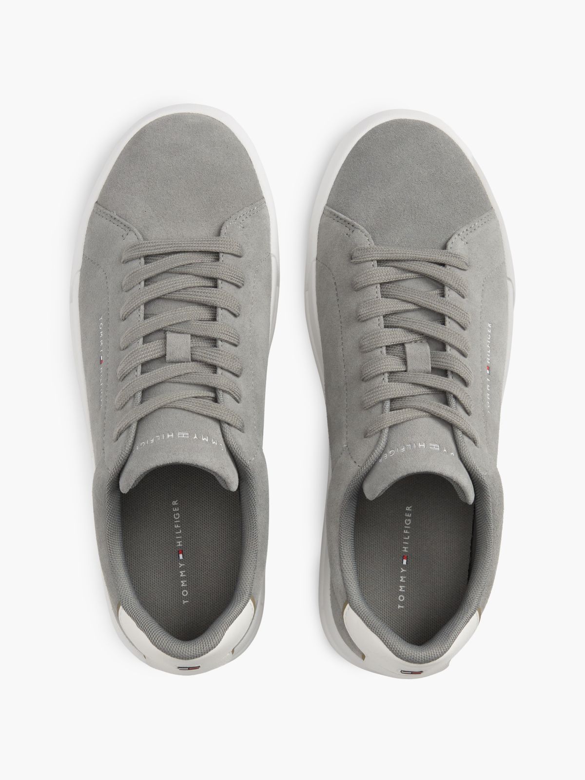 Tommy Logo Suede Court Sneaker — Hydrogen Grey