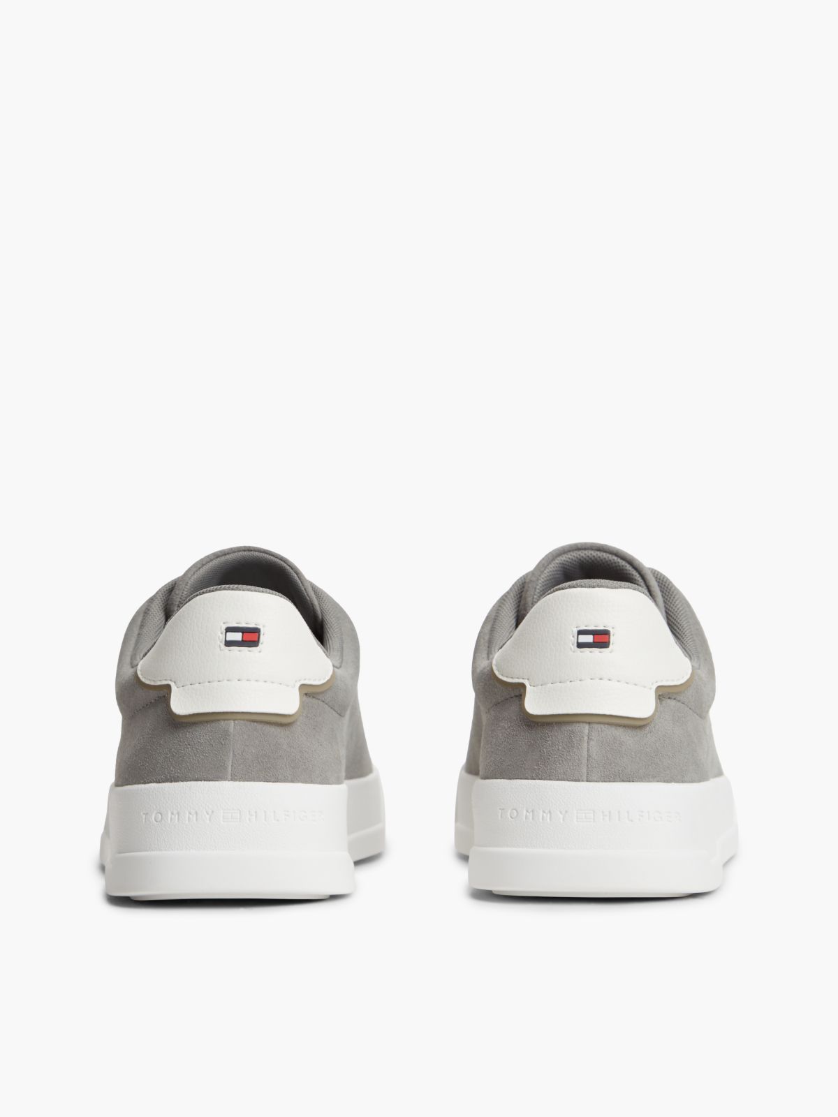 Tommy Logo Suede Court Sneaker — Hydrogen Grey