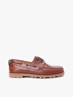 Cleated Lightweight Leather Boat Shoe, Ginger Clay