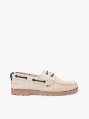 Cleated Lightweight Suede Boat Shoe, Classic Beige