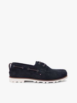 Cleated Lightweight Suede Boat Shoe, Navy