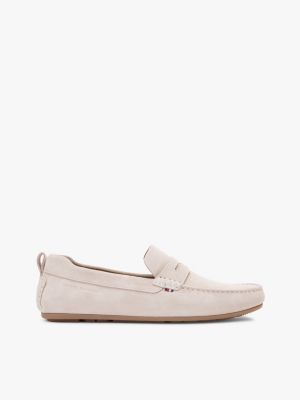 Cleated Suede Driving Loafer, Classic Beige