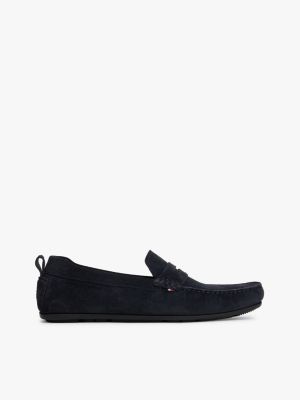 Cleated Suede Driving Loafer, Navy