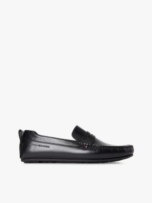 Cleated Leather Driving Loafer, Black