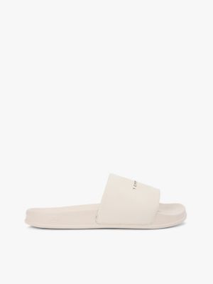 Tommy Logo Textured Pool Slide, Classic Beige