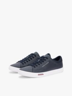 Vulcanized Leather Mix Sneaker — Navy 2