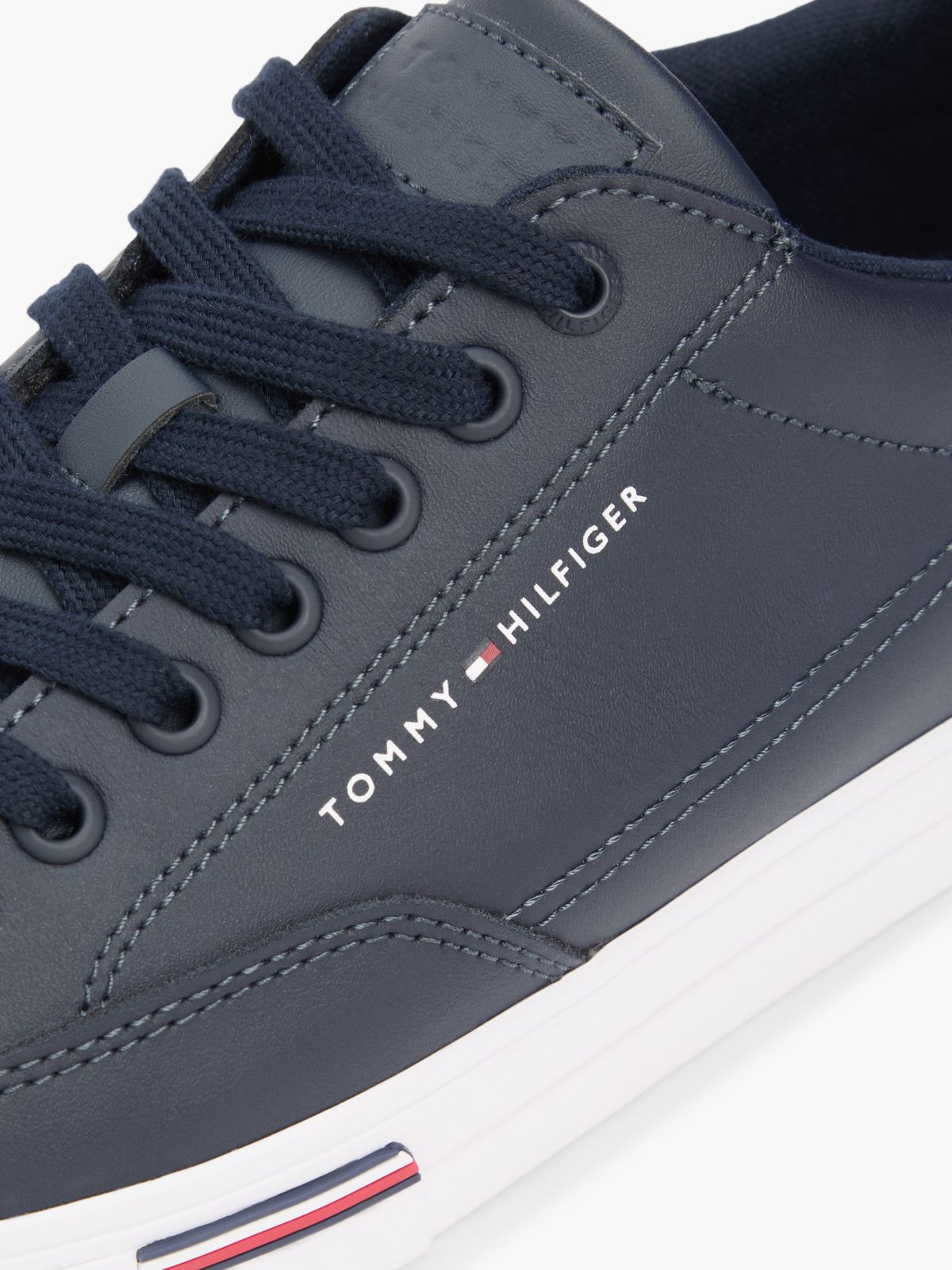 Vulcanized Leather Mix Sneaker — Navy