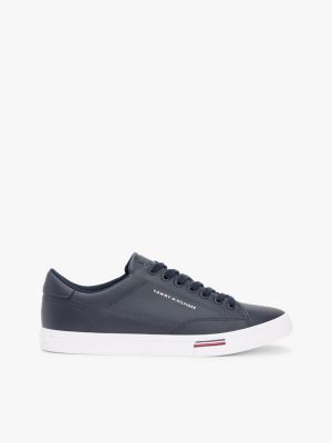 Vulcanized Leather Mix Sneaker, Navy